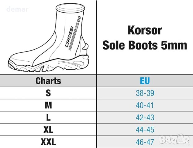Ботуши за гмуркане с полутвърда подметка Cressi Unisex Korsor, XXL, снимка 4 - Водни спортове - 44104713