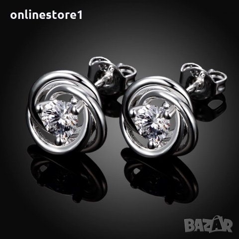 Сребърни Обеци Искрец - 925 печат сребро BH307, снимка 4 - Обеци - 28136978