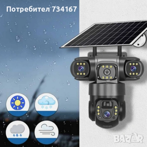 Соларна камера Lylu 4G със SIM и 4 лещи – автономно наблюдение без ток и Wi‑Fi, снимка 5 - IP камери - 53501090