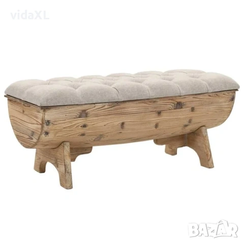 vidaXL Пейка за съхранение, дървен масив и плат(SKU:245767)