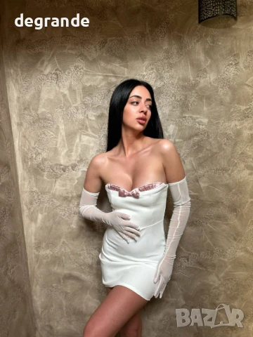 Секси бижу в бяло.Уникална рокля, снимка 5 - Рокли - 50870433