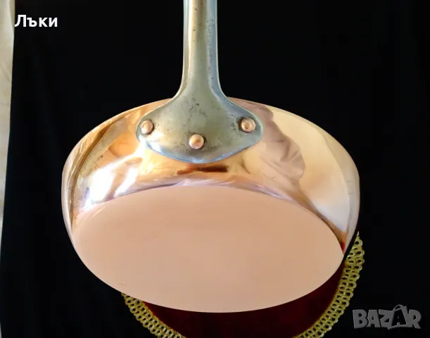 Меден тиган,чиста червена мед 700 гр.,калайдисан. , снимка 5 - Антикварни и старинни предмети - 50423053