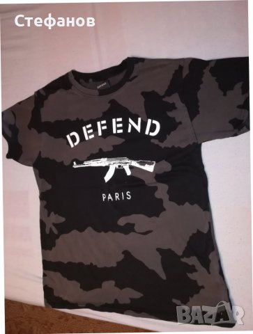 Тениска-милитъри-маскировъчнаотпред с щампа на автомат-DEFENDE, снимка 1 - Тениски - 37439329