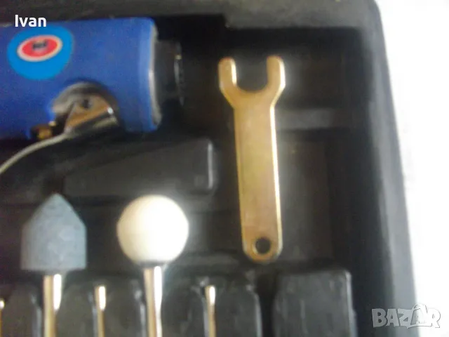 НОВ 12 ЧАСТИ ПЪЛЕН КОМПЛЕКТ БЕЛГИЙСКИ ПНЕВМАТИЧЕН ПРАВ ШЛАЙФ ЦАНГА ф6мм С АКСЕСОАРИ VOS, снимка 6 - Други инструменти - 49765139