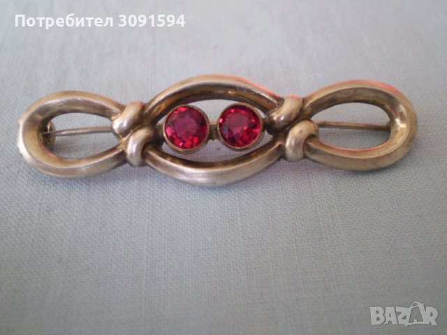 сребърна брошка с рубини арт деко 1930г, снимка 11 - Антикварни и старинни предмети - 36891908