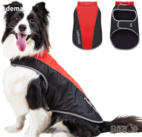 Водоустойчиво, ветроустойчиво зимно яке за кучета, червено и черно L45 см