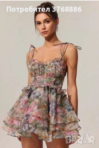 Ефирна рокля с флорален щамп, снимка 3 - Рокли - 53559020