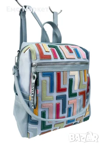 Дамска раница-чанта с цветен принт и регулируеми презрамки, снимка 3 - Раници - 50100231