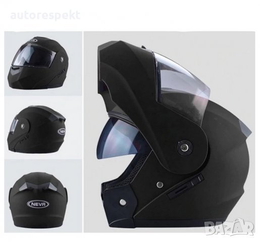 Каска за мотор модуларна Каска Шлем С Очила И Визьор Черен Мат 72037, снимка 4 - Аксесоари и консумативи - 40044720