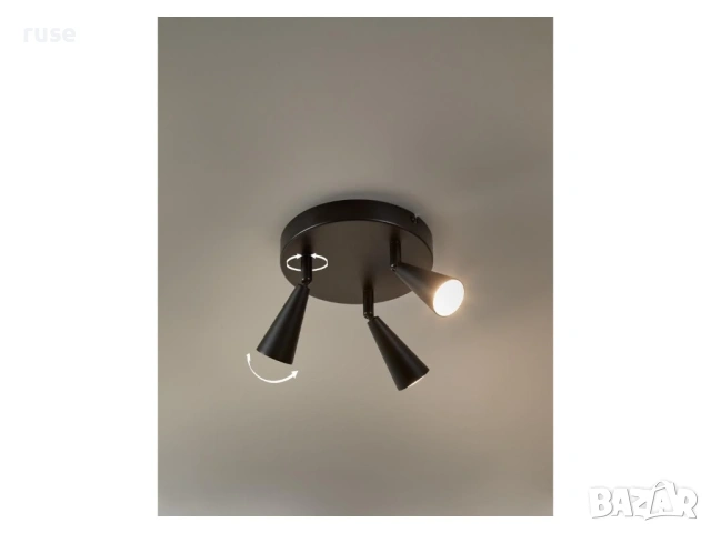 НОВИ! LED спот лампа плафон за таван тройка черен мат, снимка 2 - Лампи за таван - 53569054