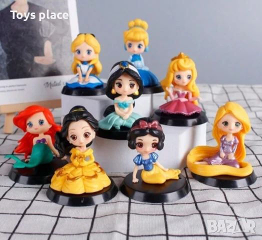 8бр фигурки за торти Disney princess Снежанка, Рапунцел, Ариел, Пепеляшка, Бел, Спящата красавица , снимка 3 - Фигурки - 51061461