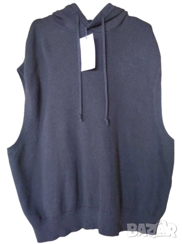 Мъжки плетен суитшърт без ръкави Bershka, 50% памук, 50% акрил, Черен, XL