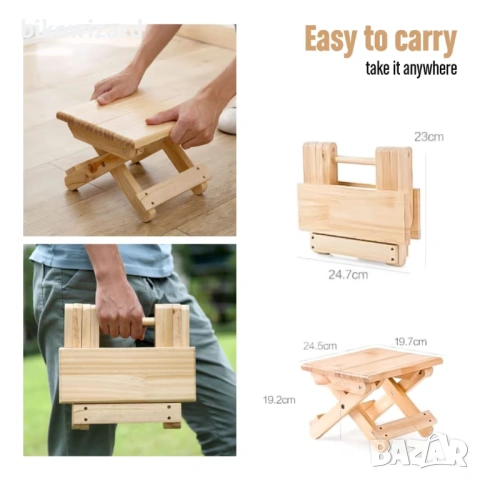 Мини сгъваем дървен стол, преносим за пътуване, за дома и градината НОВ, снимка 5 - Столове - 53458299