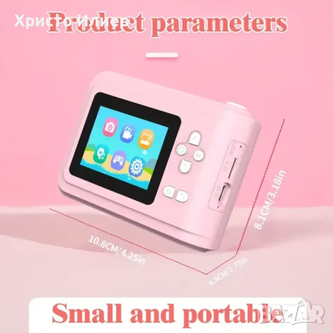 Фотоапарат Моментална детска камера 1080P, Фотопринтер с много функции Син Розов Бял, снимка 11 - Друга електроника - 49805664