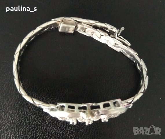 Антична бижутерия / гривна сребро 925 с прозрачни топази, снимка 2 - Гривни - 28742592