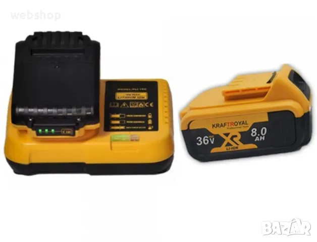 Акумулаторен Безчетков Ъглошлайф KraftWorld 36V 8Ah + 2 Батерии и Зарядно с Куфар, снимка 4 - Други инструменти - 47732872
