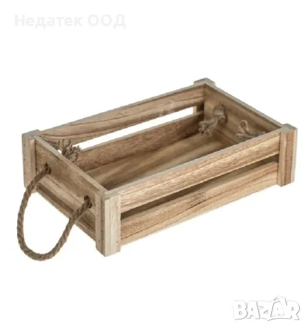 Декоративна дървена кошница, Кафяв, 31x20x7см