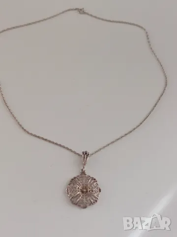Антикварно сребърно колие 925, снимка 2 - Колиета, медальони, синджири - 50393043