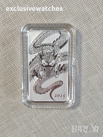 Една тройунция 999.9 чисто сребро Правоъгълна Сребърна Монета Дракон Австралия 2025, снимка 3 - Нумизматика и бонистика - 53581378