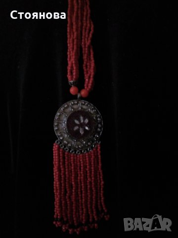Ефектно дамско червено колие , снимка 7 - Колиета, медальони, синджири - 27671446