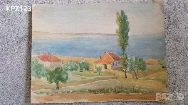 СТАРА КАРТИНА ПЕЙЗАЖ АКВАРЕЛ, снимка 2 - Картини - 29074934