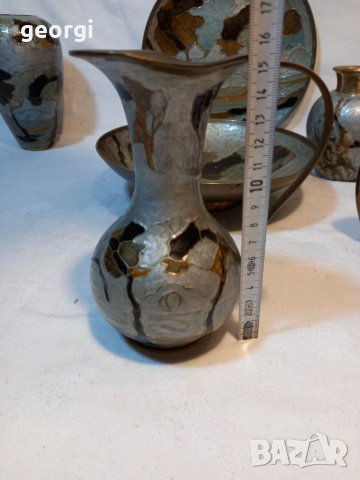 Немски месингови ръчноизрисувани съдове , снимка 4 - Декорация за дома - 38162972