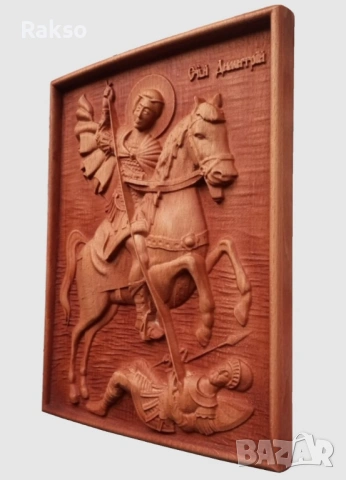 Дърворезба Св. Димитър , снимка 3 - Икони - 53311600