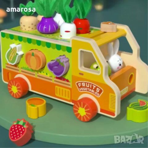 🧩 Дървен Монтесори сортер с камионче 🚛, снимка 1