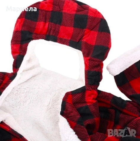 Одеяло с качулка / Дълго одеяло за носене, с джобове/ Цвят: син, червен/ Дължина: 1.08метра, снимка 3 - Олекотени завивки и одеяла - 53144053