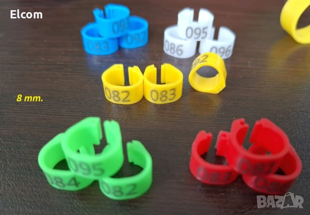 Пръстени за гълъби, пъдпъдъци, кокошки и др. - 8 мм., 10 мм., 20 мм., щракалки, снимка 3 - За птици - 51681484