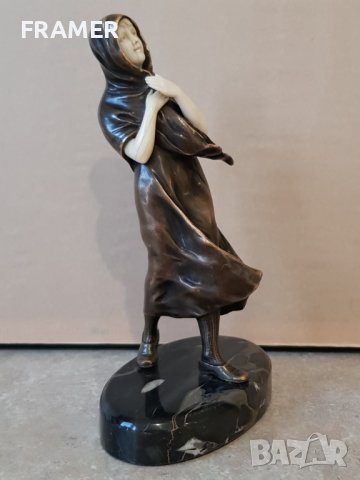 През бурята скулптура стил АРТ ДЕКО Франция 19 век бронз и слонова кост, снимка 9 - Статуетки - 42960018