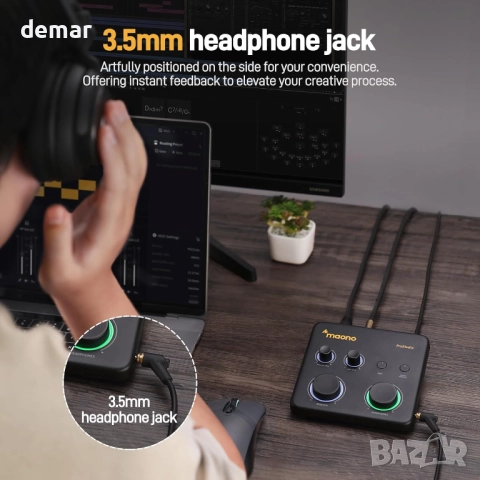 MAONO USB аудио интерфейс за компютър с XLR вход 24-bit/192kHz, снимка 8 - Други - 51766934