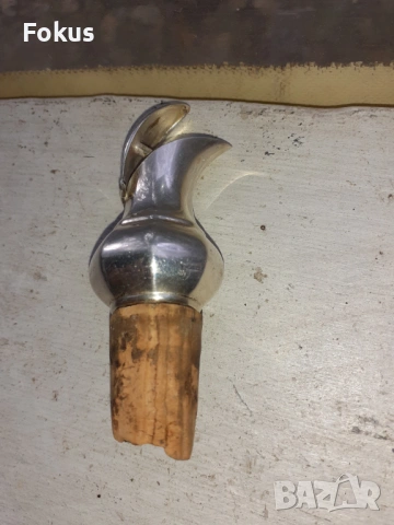 Стар антикварен дебело посребрен декантер за вино Арт Деко, снимка 4 - Антикварни и старинни предмети - 53357946