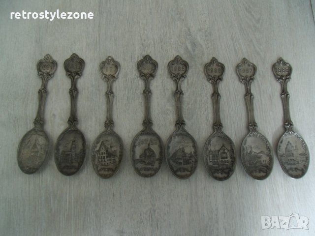 № 6190 малка колекция - 8 броя лъжици - zinn   - серия от 1981 до 1988  