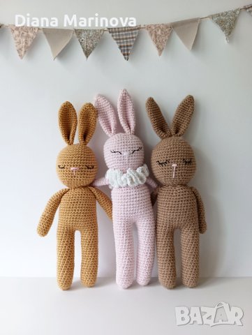 Зайчета ръчна изработка, плетени зайчета, играчка за бебе, неутрален цвят зайче, снимка 11 - Други - 40227550