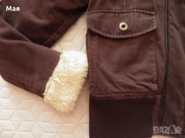 Дамско зимно кафяво яке с качулка S, снимка 5 - Якета - 26641519