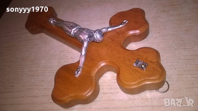 Дървен кръст с христос-бронз/сребро-20Х13см-внос швеицария, снимка 14 - Колекции - 27397901