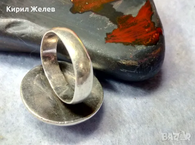 СТАР АРТ НУВО СКЪПОЦЕНЕН СРЕБЪРЕН ПРЪСТЕН СРЕБРО ВИСОКА ПРОБА с ШЛИФОВАН ЛУНЕН КАМЪК 49306, снимка 4 - Антикварни и старинни предмети - 50023473
