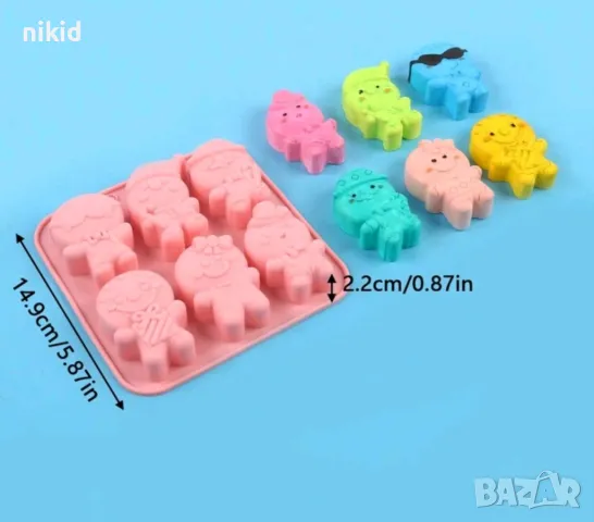 6 вида Джинджифилово човече човечета деца силиконов молд форма фондан шоколад гипс свещ сапун кексче, снимка 3 - Форми - 47907769