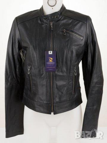 Черно дамско яке от естествена кожа марка Giorgio di Mare - M, снимка 2 - Якета - 33472988