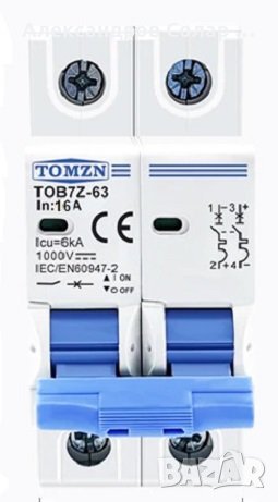 Двуполюсен правотоков прекъсвач 16А, 20А, 32А 