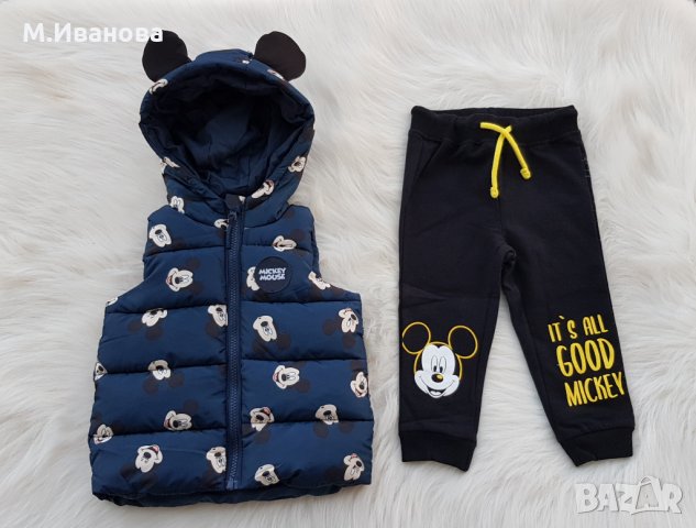 Долнище Мики Маус - лека вата - размер 6-9 месеца, снимка 2 - Панталони и долнища за бебе - 32979336