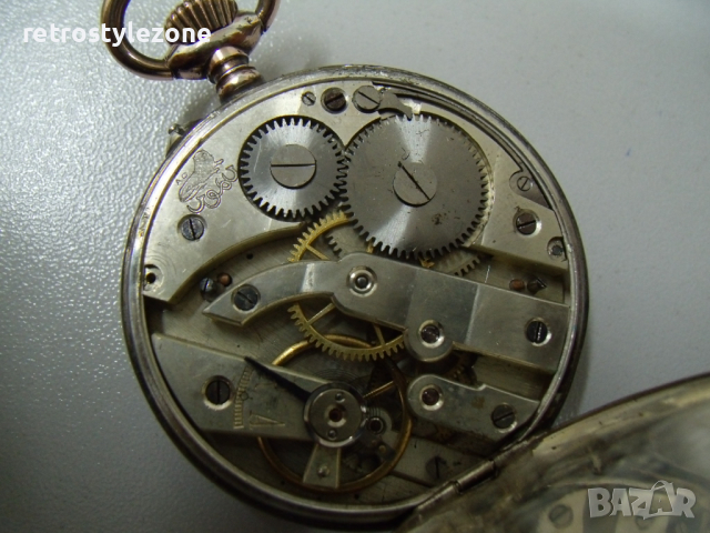 № 6154 стар френски джобен часовник   - REMONTOIR Sylindre   - сребърен с позлата   , снимка 8 - Антикварни и старинни предмети - 36437361