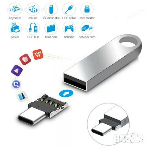 Преходник адаптер USB 2 - USB type C, снимка 2 - USB кабели - 27141442