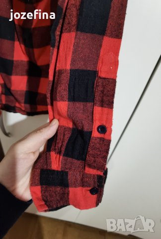 Риза дамска бархетна червено и черно каре, снимка 5 - Ризи - 43330647