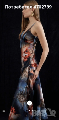 Karen Millen Petite Lily printed tie up maxi dress Size XS, снимка 2 - Рокли - 53028745