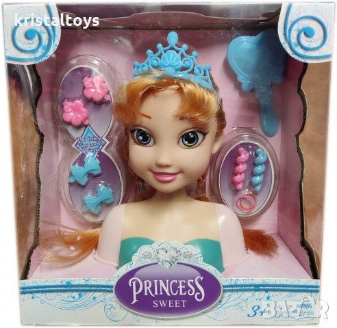 Кукла Глава за прически Принцеса с аксесоари и плитка, снимка 1 - Кукли - 27040077
