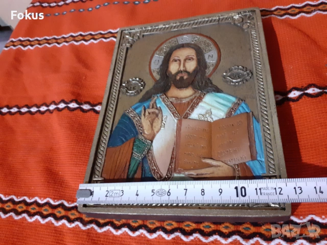 Българска цветна икона дърворезба със сертификат, снимка 7 - Антикварни и старинни предмети - 53268410