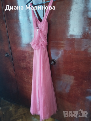 Бална розова дълга рокля 