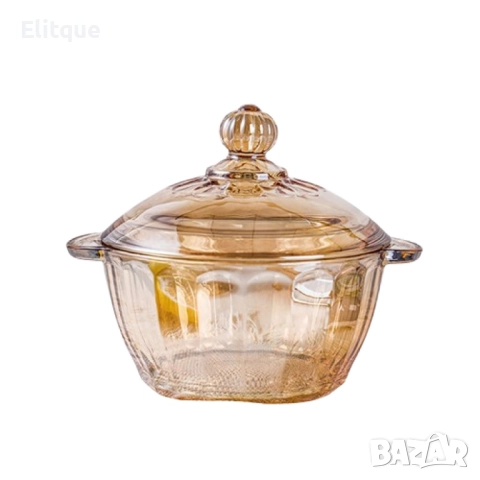 Изискана стъклена бонбониера практично и красиво съхранение 1.5л., снимка 8 - Други - 52894803